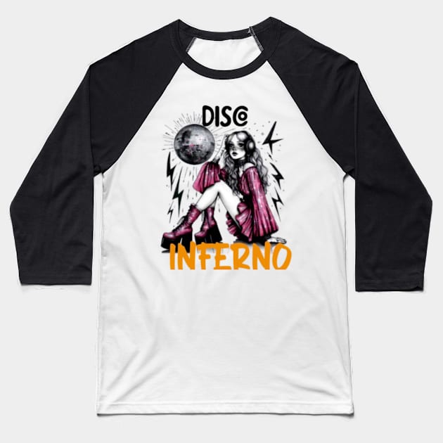 Disco inferno Baseball T-Shirt by Hadderstyle